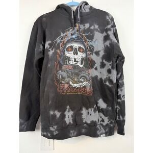 Broken Promises Monster‎ Truck Skull Tie Dye Hoodie Black Grey Mens Medium